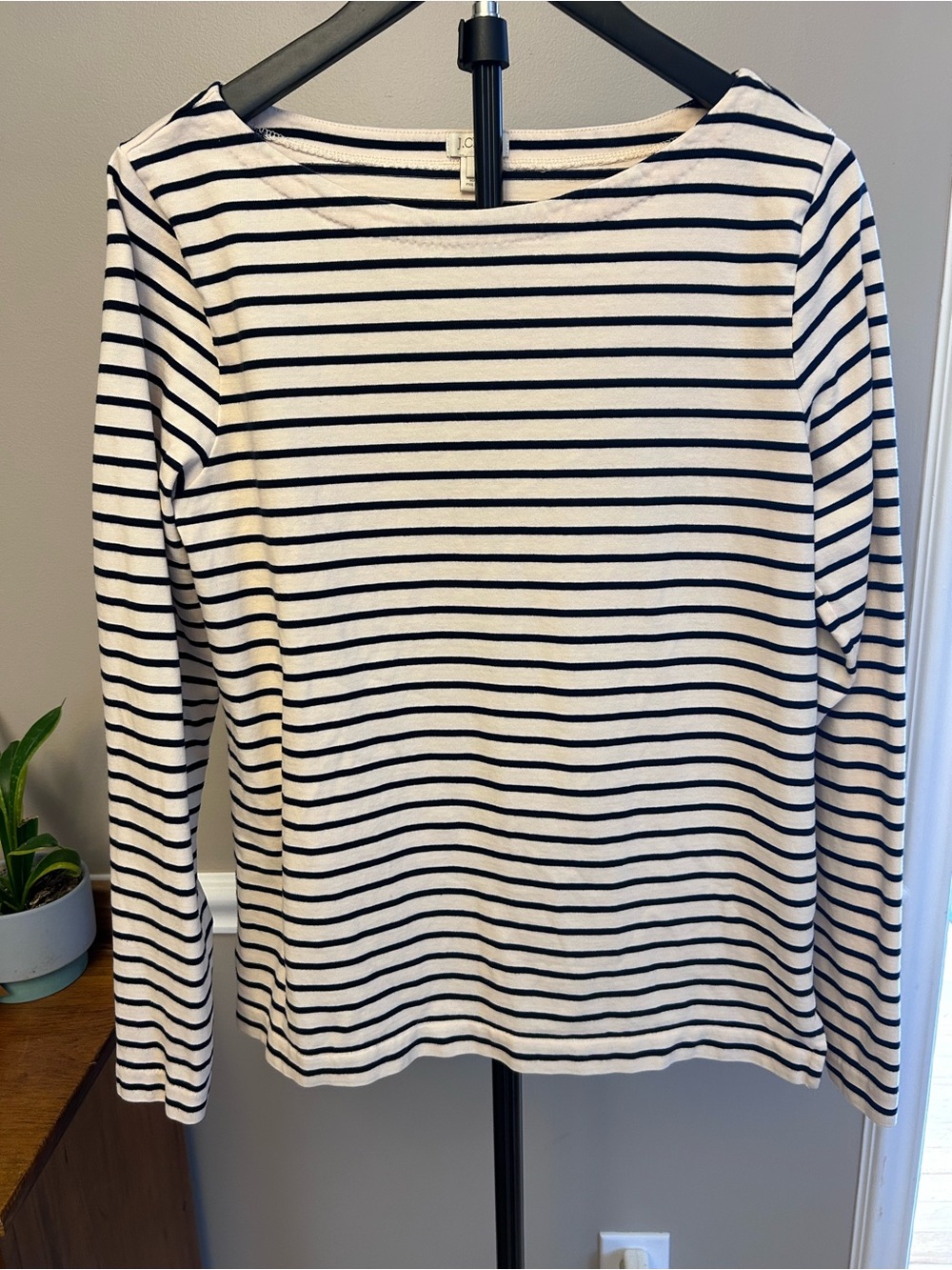 Classic Navy & White Striped Long-Sleeve Top